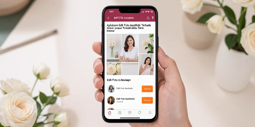 Tampilan antarmuka MPO76 yang ramah pengguna dan fitur editing foto aesthetic.