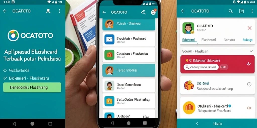 Antarmuka menarik dan fitur interaktif OCATOTO untuk belajar Flashcard.
