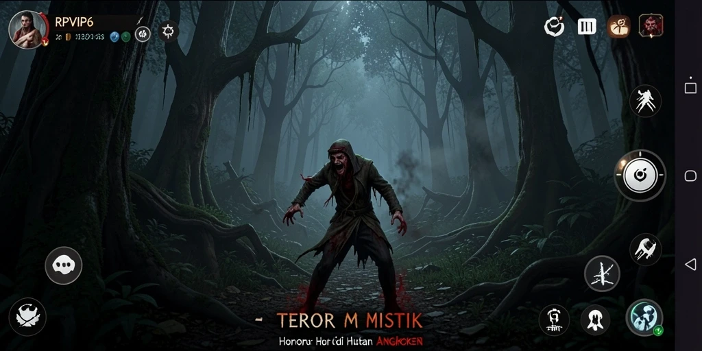Antarmuka menarik dan menegangkan dari game Horor Hutan.