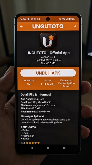 Tampilan halaman APK ungutoto