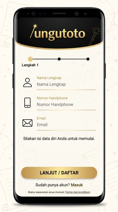 Tampilan halaman daftar ungutoto