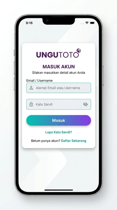 Tampilan halaman login ungutoto